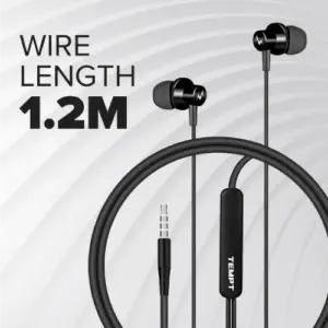 Tempt Zip X1 Wired Earphones with Mic 13.6mm Bass 3.5mm