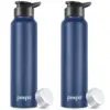 PEXPO 1 litre stainless steel water bottle with sipper cap grey black ombre
