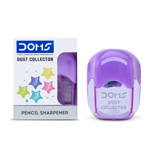 DOMS dust collector pencil sharpener with container pink color for mess free sharpening