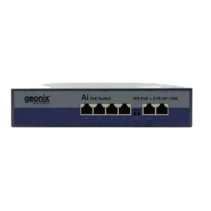 Geonix 4 Port PoE Switch with 2 Uplink Ports 75W Power 250m Transmission