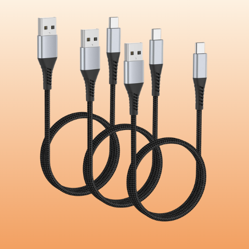 braided fast charging USB and Type C charging cables for smartphones and electronic devices
