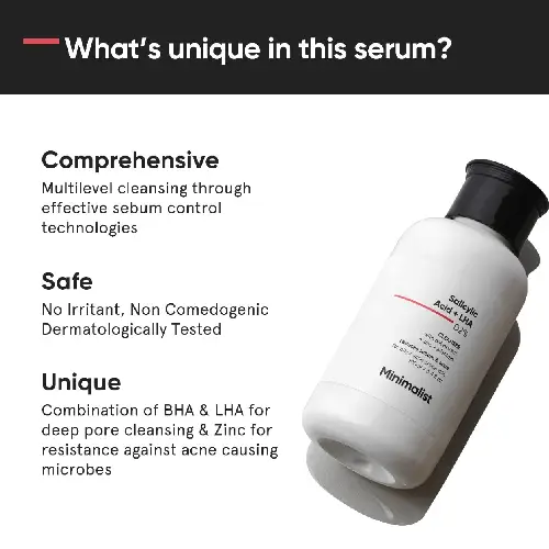 Minimalist salicylic acid cleanser BHA LHA deep pore acne control formula
