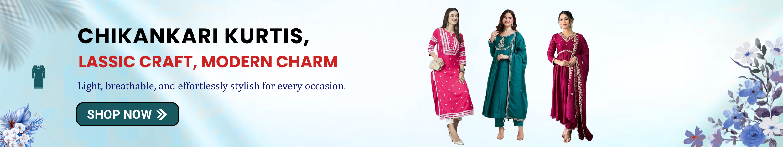 Women wearing colorful chikankari kurtis with traditional embroidery showcasing elegant and breathable ethnic wear