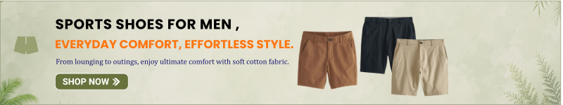 Men cotton shorts for casual wear, comfortable and lightweight summer clothing.