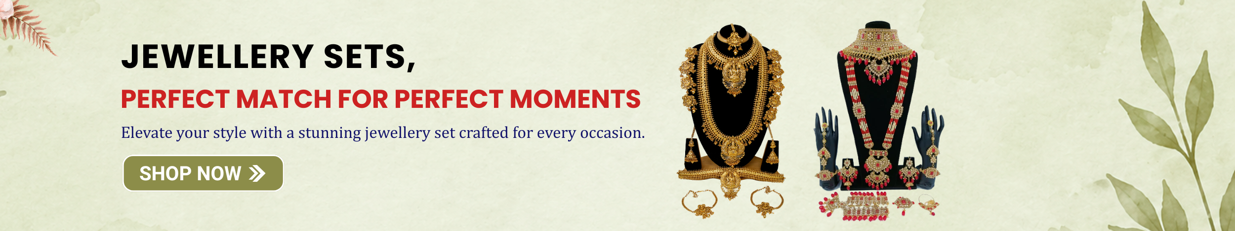 Traditional jewellery sets with gold finish and intricate design showcasing bridal and festive accessories for women