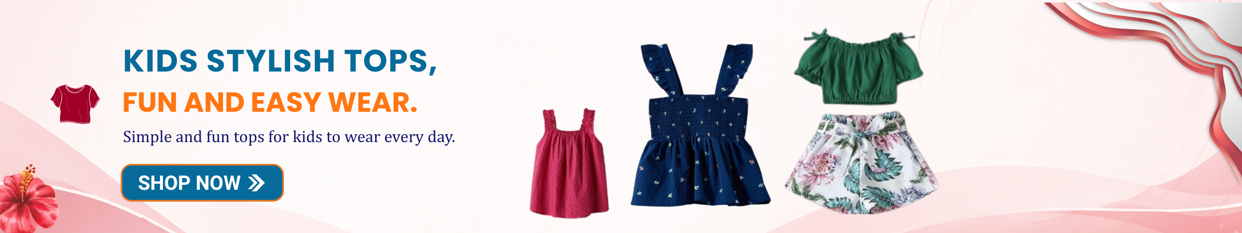 Kids stylish tops in colorful designs, including dresses and casual wear for everyday comfort and fashion.