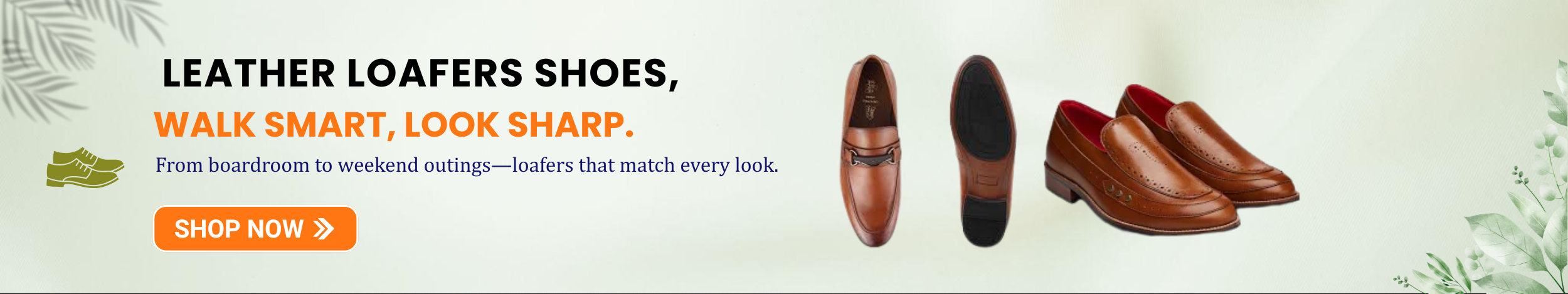 Men leather loafers shoes in premium brown finish, perfect for formal and casual wear.