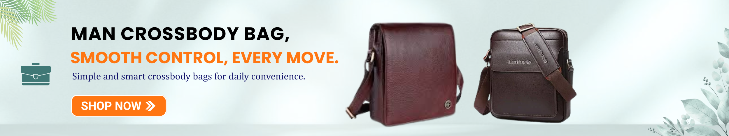 Men’s crossbody leather bags in brown color, stylish and practical shoulder bags for daily use.
