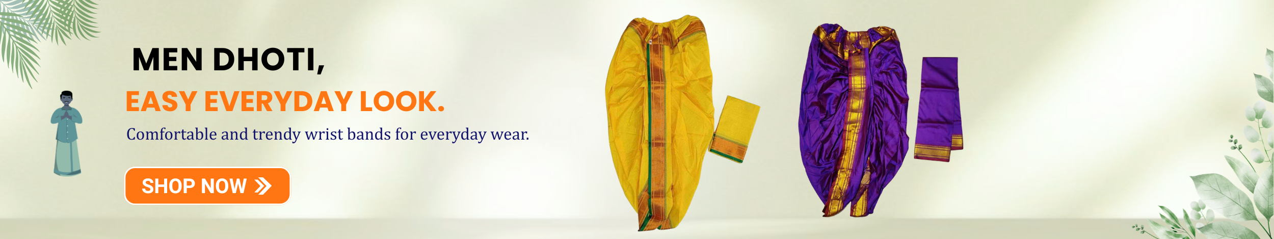 Men’s dhoti in traditional designs and vibrant colors, comfortable ethnic wear for daily and festive use.