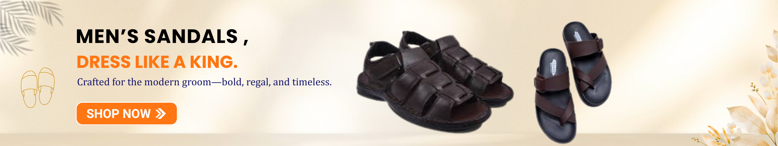 Men’s sandals in leather style, comfortable and durable for everyday casual wear.