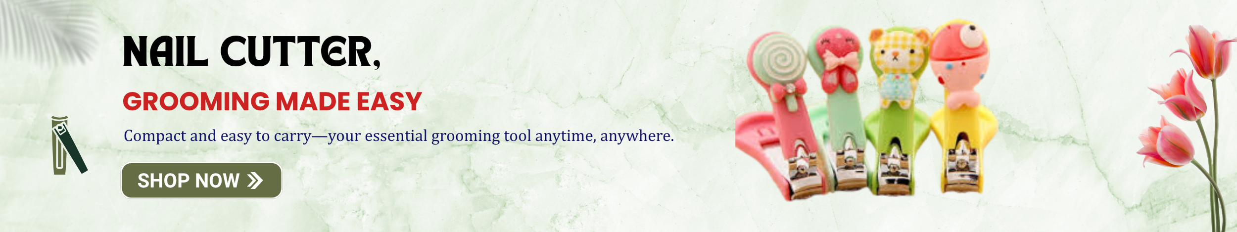 Colorful nail cutters with cartoon handles designed for easy, safe, and compact nail grooming