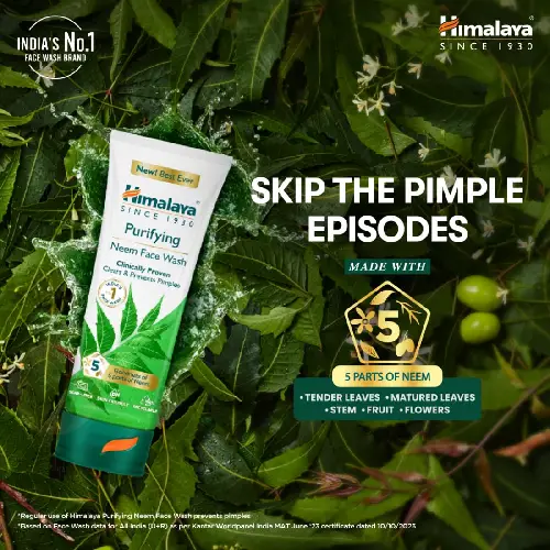 Himalaya neem face wash with natural neem ingredients for acne control