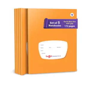 Target Publications four line notebook pack of 5 red blue lines