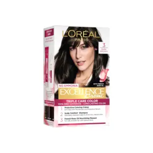 L'Oreal Excellence Creme Hair Colour 3 darkest brown for grey coverage