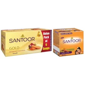 Santoor soap combo sandal turmeric and gold bars for glowing skin