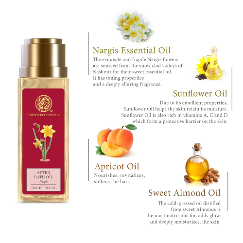 Forest essentials nargis after bath oil for soft hydrated glowing skin