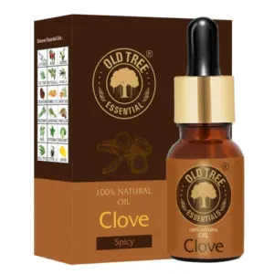 clove bud essential oil bottle for aromatherapy skin teeth care