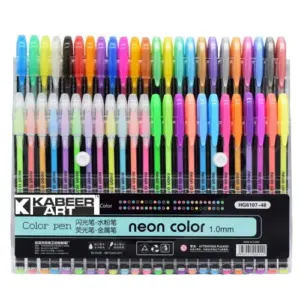 Kabeer Art 48 color gel pens set glitter metallic neon pens
