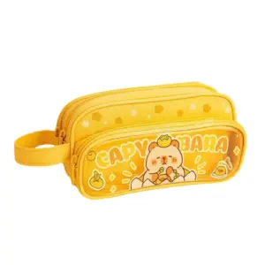 cute panda pencil pouch 3 layer large capacity brown aesthetic case