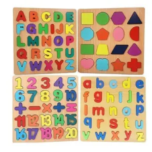wooden learning board for kids alphabets numbers shapes