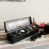 Faux Leather Watch Organizer Box 6 Slots Black
