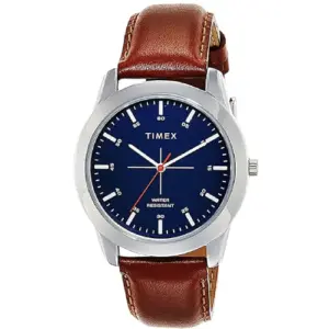 timex classics analog watch men round dial water resistant
