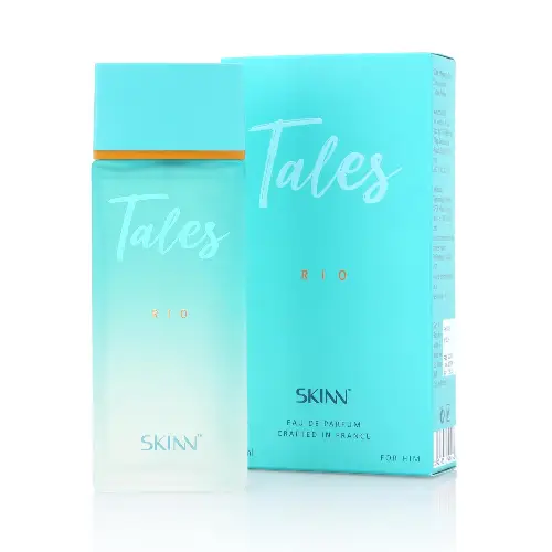 Skinn Tales Rio perfume bottle premium fresh woody fragrance for men