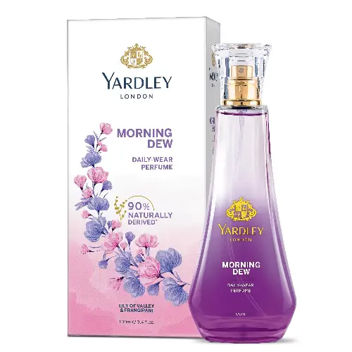 Yardley Morning Dew floral perfume spray bottle with fresh scent