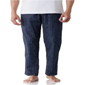 Men navy printed cotton pyjama lounge pants regular fit comfortable nightwear