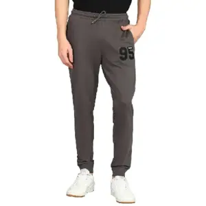 Men grey jogger track pants cotton blend slim fit casual gym wear