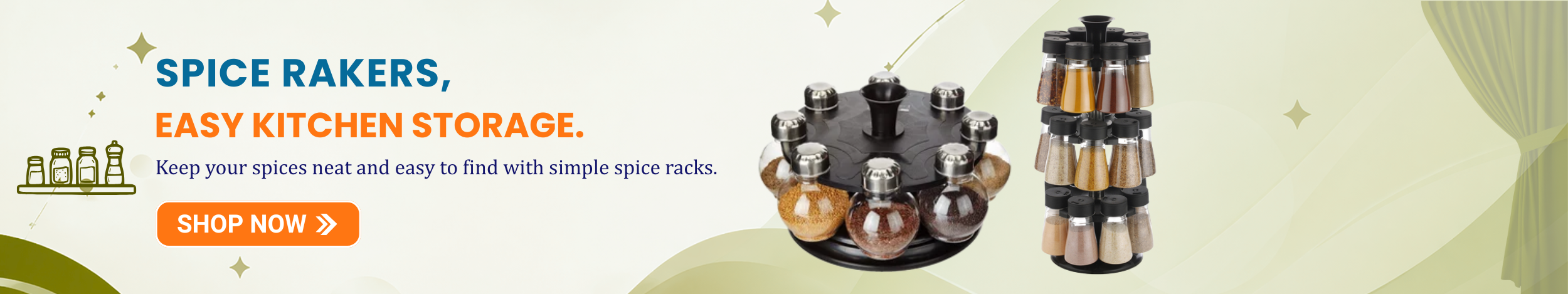 Spice rack organizer with jars for kitchen storage, designed to keep spices neatly arranged and easy to access.