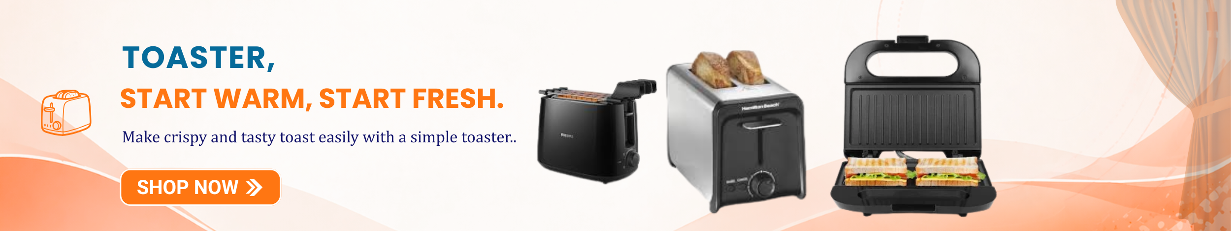 Electric toaster and sandwich toaster for making crispy bread and quick breakfast at home.
