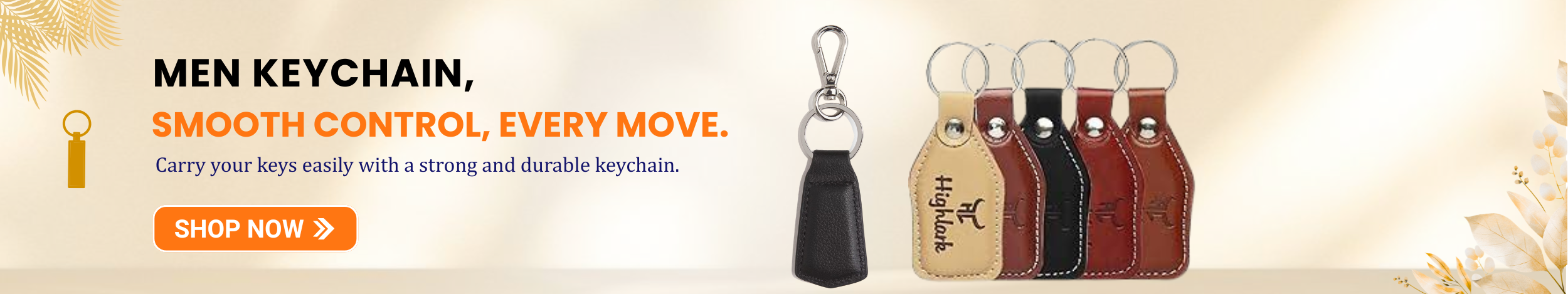 Men’s leather keychains with metal rings, stylish and durable key holders for everyday use.