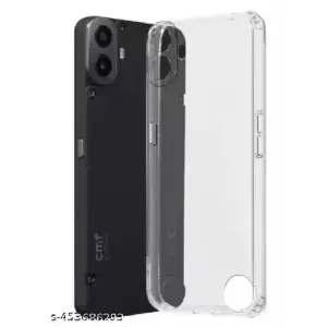 Transparent dual-protection back cover for CMF by Nothing Phone 1 with shockproof reinforced corners and crystal-clear design.